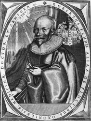 Portret van Robert Fludd (1574-1637) Engelse arts en humanist. 18e-eeuwse gravure.