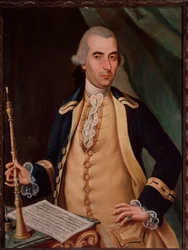 Portret van Sante Aguilar (ca. 1734-1808) Italiaanse hoboïst. Anoniem schilderij. 18e eeuw Bologna Civico museo Bibliografico