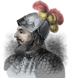 Portret van Vasco Nunez de Balboa, Spaanse conquistador (1475-1517) - Gravure 19e eeuw