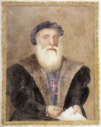Portret van Vasco de Gama - in "The Life of Prince Henri of Portugal surnamed the Navigator" door Richard Henri Major