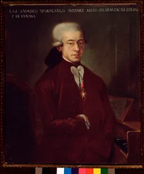 Portret van Wolfgang Amadeus Mozart op 21-jarige leeftijd