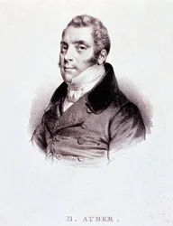 Portret van Engelse componist Daniel Francois Esprit Auber. Gravure. 19e eeuw. Milaan, biblioteca del conservatorio