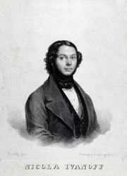 Portret van de Russische zanger Nicola Ivanoff (Nikolaj Kuzmiv Ivanov 1810-1880).