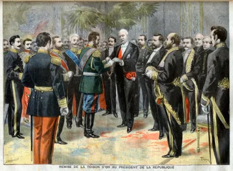 Uitreiking van het Gulden Vlies aan de president van de Republiek Felix Faure