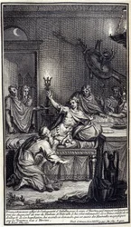 Priamus, zeer bedroefd door de onmenselijkheid van Achilles, voor het lichaam van Hector, dat hij elke dag drie keer rond het graf van Patroclus sleepte, komt hem opnieuw vragen. En deze prins, geraakt door zijn pijn en vernedering, verleent hem zijn verzo