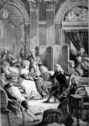 Lezing van Paul en Virginie in de salons van Madame Necker - in Histoire de France door Guizot
