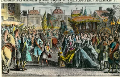 Ontvangst van de infante van Spanje Marie Anne Victoire door koning Lodewijk XV in Parijs