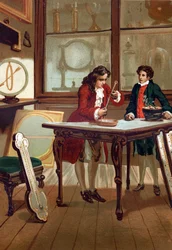 René Antoine Ferchault de Réaumur (1683-1757), Franse chemicus en natuurkundige, bouwt zijn thermometer in 1730. Naar 