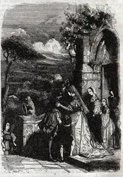 Renaud keert terug naar zijn familie - gravure van 1851 uit 