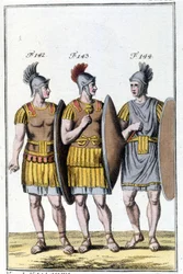Romeinse legionairs. Gravure uit het begin van de 19e eeuw