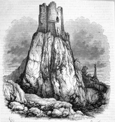 Ruïnes van het kasteel van La Roquette - Gravure