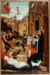 Sint Franciscus biddend tijdens een pestepidemie