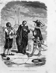 Sint-Vincentius van Paul pleit voor een veroordeelde bij een officier in de galeien van Marseille - in 