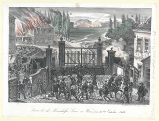 Scène bij de Mariahilf-linie in Wenen