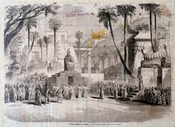 Decor voor de tweede akte van Semiramide, opera van Gioacchino Rossini