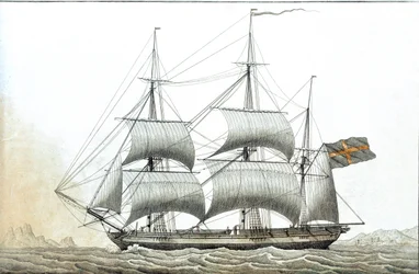 Zweeds koopvaardijschip (18e-eeuwse prent)