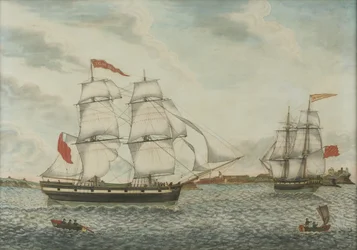 T.G. William Broderick bij de monding van de Tyne (aquarel en inkt op papier)