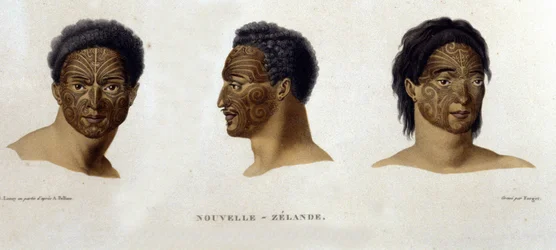Tatoeages door een inboorling van Nieuw-Zeeland
