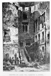 Het ghetto van Rome in de 19e eeuw.