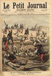 De redding van de slachtoffers van Aubervilliers, na de instorting van het broze terrein, verzwakt door de manoeuvres van de soldaten van het 16e artilleriebataljon, 5 slachtoffers werden opgeslokt in de instorting. Gravure in 