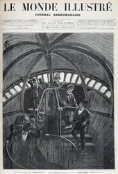 Het bezoek aan de binnenkant van het hoofd van het Vrijheidsbeeld op de Wereldtentoonstelling - in "The Illustrated World" van 28/09/1878