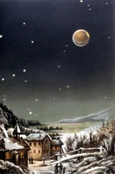 Totale maansverduistering. Illustratie uit de 19e eeuw