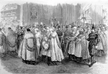Eerste Vaticaans Concilie: stoet van prelaten naar de Raadzaal