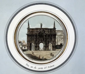 Uitzicht op de deur van St Antoine - gravure