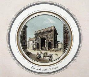 Uitzicht op de deur van St Martin - gravure