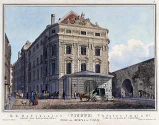 Zicht op het Nationaal Hoftheater in Wenen in de 19e eeuw