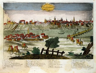 Zicht op de stad Warschau in Polen. Eind 18e eeuw