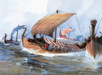 Vikingboot in transit naar Normandië