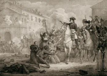 Spaanse Onafhankelijkheidsoorlog (1808-1814): Spanjaarden smeken Napoleon om genade. Madrid, Nationale Bibliotheek.