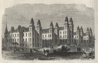 Ward Island Emigrantenziekenhuis - New York State - De Emigratie Commissie Instelling - Gravure in 