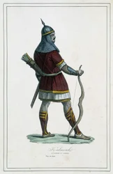 Krijger Kalmouk (Mongools volk van Zuid-Siberië) - in 