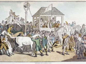 Wegen en wassen voor een paardenrace (eind 19e eeuw)