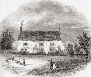 Woolsthorpe Manor, Woolsthorpe-by-Colsterworth, Lincolnshire, Engeland, uit Old England: A Pictorial Museum, pub. 1847