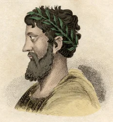 Zaleucus (of Zaleucos Zaleuco di Locri) Griekse filosoof en wetgever van de Locriërs (mensen van Italië), levend in de 7e eeuw v.Chr. Gravure uit de 19e eeuw