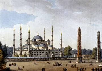Constantinopel. Moskee van Sint-Sophia (Hagia Sophia). Gravure uit het einde van de 19e eeuw