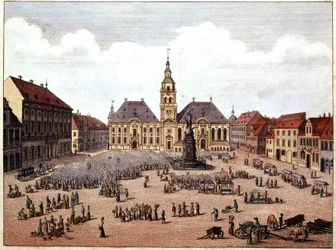 Het openbare plein van de stad Mannheim (Duitsland)