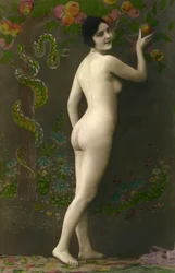 Edele ansichtkaart (kitsch): Eva de la "Belle Epoque" (ca. 1920)