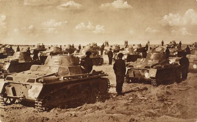 Duitse tanks, Doberitz, nabij Berlijn, Duitsland, foto uit Illustrated London News, 27 juli