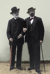 Giuseppe Verdi, Italiaanse componist (1813-1901), en tenor Francesco Tamagno (1850-1905) in Montecatini aan het einde van de 19e eeuw.