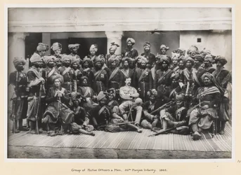 Groep van inheemse officieren en mannen, 20e Punjab Infanterie