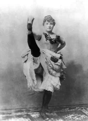Louise Weber (1870-1929) alias La Goulue, Franse danseres van de Franse Cancan bij Folies Bergère in Parijs en model van Toulouse-Lautrec