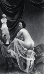 Naakte vrouw poserend, omstreeks 1855, anonieme foto