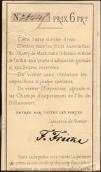 Persoonlijk ticket voor de Wereldtentoonstelling van 1868 (foto)