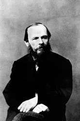 Portret van Dostojewski zittend