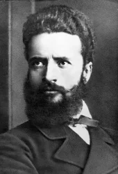 Portret van Hristo Botev, Bulgaarse dichter en journalist, tevens bekend als revolutionair en nationale held