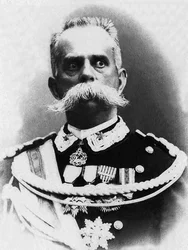 Portret van Humbert I, koning van Italië van 1878 tot 1900, vermoord door de anarchist Bresci.
